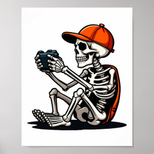 Halloween-Skelett-Gamer-Videospiel 1  Poster