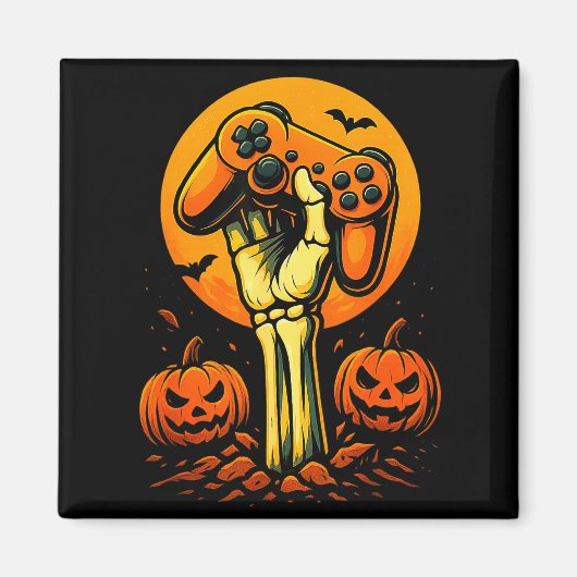 Halloween-Skelett-Gamer-Videospiel-Controller B Magnet (Vorne)