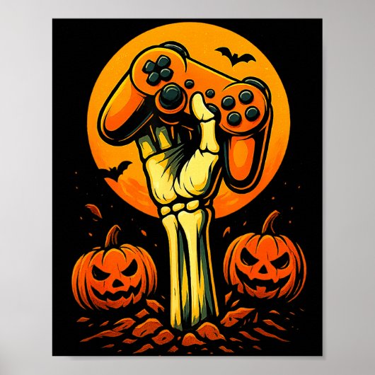 Halloween-Skelett-Gamer-Videospiel-Controller B Poster (Vorne)