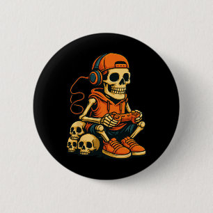 Halloween-Skelett-Gamer-Videospiel-Geist-Halloween Button