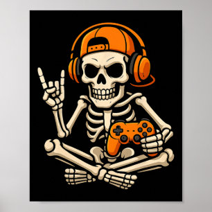 Halloween-Skelett-Gamer-Videospiel-Jugendlicher Poster