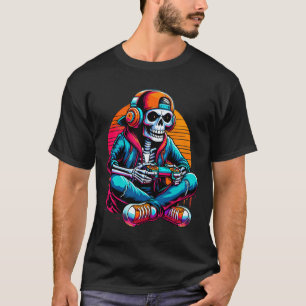 Halloween Skelett Gamer Videospiel T-Shirt