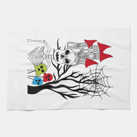 Halloween-Skelett Geschirrtuch (Horizontal)