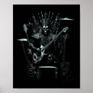 Halloween Skelett Gitarre Throne Rock spielen und Poster