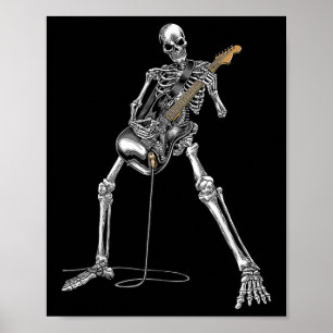 Halloween Skelett Gitarrenrock und Roll Nd Poster
