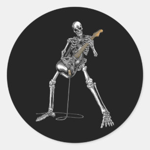 Halloween Skelett Gitarrenrock und Roll Nd Runder Aufkleber
