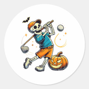 Halloween-Skelett-Golfspieler Golfspielender Golfe Runder Aufkleber