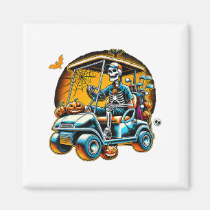 Halloween-Skelett-Golfwagen-Golfer Magnet