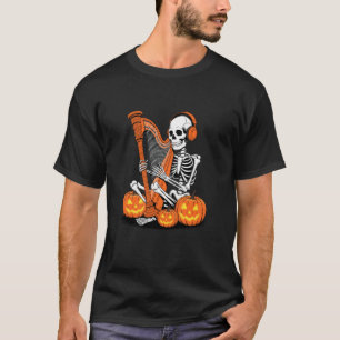 Halloween-Skelett Harfe Harfenist Musiker T-Shirt