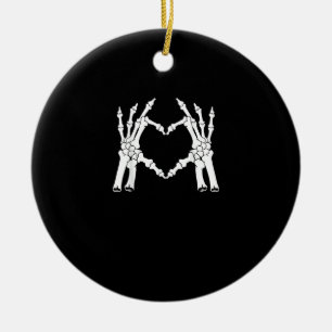 Halloween-Skelett-Herz-Hand-Minimal-Look Keramik Ornament