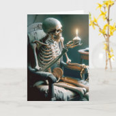 Halloween Skelett im alten Stuhl Karte (Gelbe Blume)