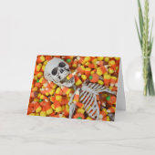 Halloween Skelett in Candy Corn Karte (Vorderseite)