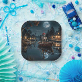 Halloween Skelett in einem Rowboat Pappteller (Party)