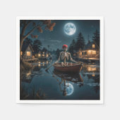Halloween Skelett in einem Rowboat Serviette (Vorderseite)
