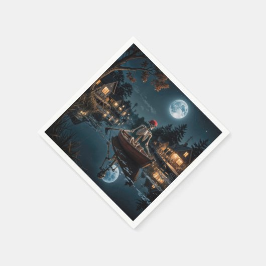 Halloween Skelett in einem Rowboat Serviette (Ecke)