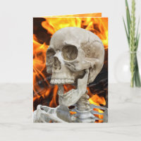 Halloween Skelett in Flammen