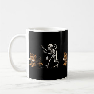 Halloween-Skelett jagt Yorkie-Hund gruseliger Hund Kaffeetasse