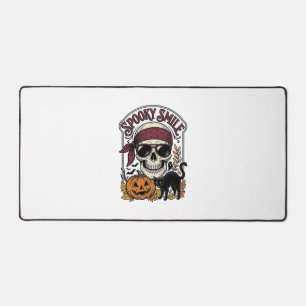 Halloween-Skelett-Katze Vintage-Kürbis-Grafik_1 Schreibtischunterlage