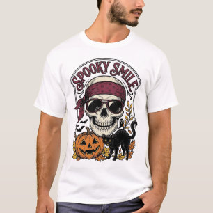 Halloween-Skelett-Katze Vintage-Kürbis-Grafik_1 T-Shirt