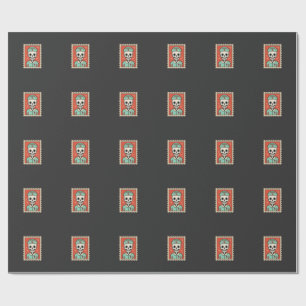 Halloween-Skelett-Krankenschwester-Stempel-Design_ Geschenkpapier