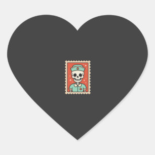Halloween-Skelett-Krankenschwester-Stempel-Design_ Herz-Aufkleber