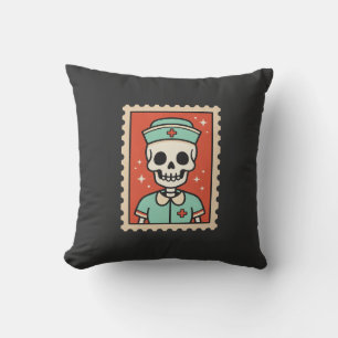 Halloween-Skelett-Krankenschwester-Stempel-Design_ Kissen