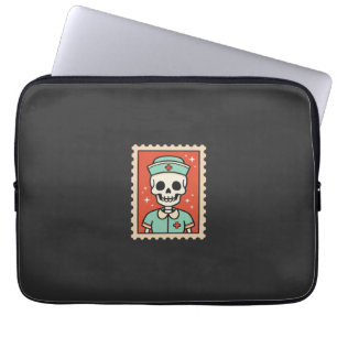 Halloween-Skelett-Krankenschwester-Stempel-Design_ Laptopschutzhülle
