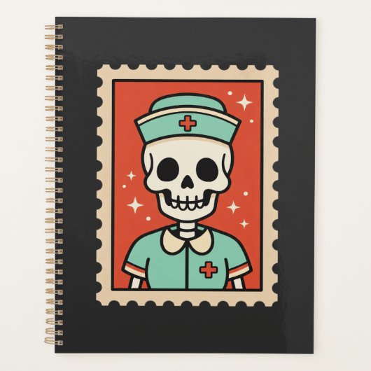 Halloween-Skelett-Krankenschwester-Stempel-Design_ Planer (Vorderseite)