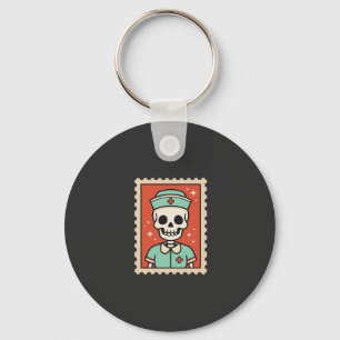 Halloween-Skelett-Krankenschwester-Stempel-Design_ Schlüsselanhänger