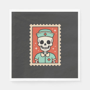Halloween-Skelett-Krankenschwester-Stempel-Design_ Serviette