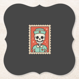 Halloween-Skelett-Krankenschwester-Stempel-Design_ Untersetzer