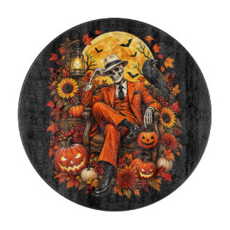 Halloween-Skelett-Kürbis-Ernte Gruselig Herbst Schneidebrett