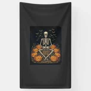 Halloween-Skelett-Kürbis Vintage Retro Design_1 Banner