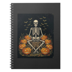 Halloween-Skelett-Kürbis-Vintage-Retro-Design_1 Notizblock