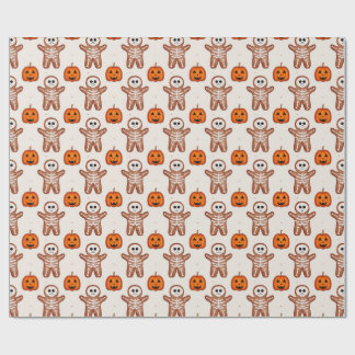 Halloween-Skelett-Lebkuchen & Kürbis Geschenkpapier
