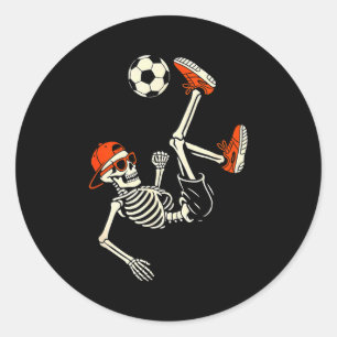 Halloween-Skelett Lustiges Fußball-Shirt für Teena Runder Aufkleber
