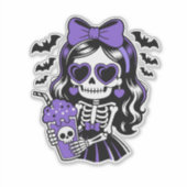 Halloween-Skelett-Mädchen-Aufkleber Aufkleber (Vorderseite)