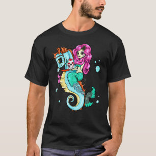 Halloween-Skelett-Meerjungfrau-Zucker-Schädel-Seep T-Shirt