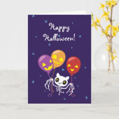 Halloween-Skelett mit Ballons Karte (Gelbe Blume)