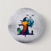 Halloween-Skelett mit Fledermauskeule Button (Vorderseite)