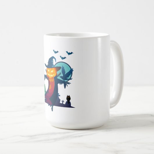 Halloween-Skelett mit Fledermauskeule Kaffeetasse (VorderseiteRechts)