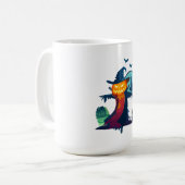 Halloween-Skelett mit Fledermauskeule Kaffeetasse (Vorderseite Links)