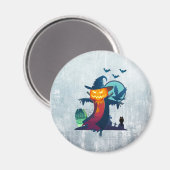 Halloween-Skelett mit Fledermauskeule Magnet (Vorderseite/Rückseite)