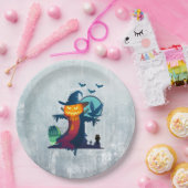 Halloween-Skelett mit Fledermauskeule Pappteller (Party)