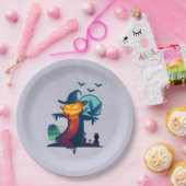 Halloween-Skelett mit Fledermauskeule Pappteller (Party)