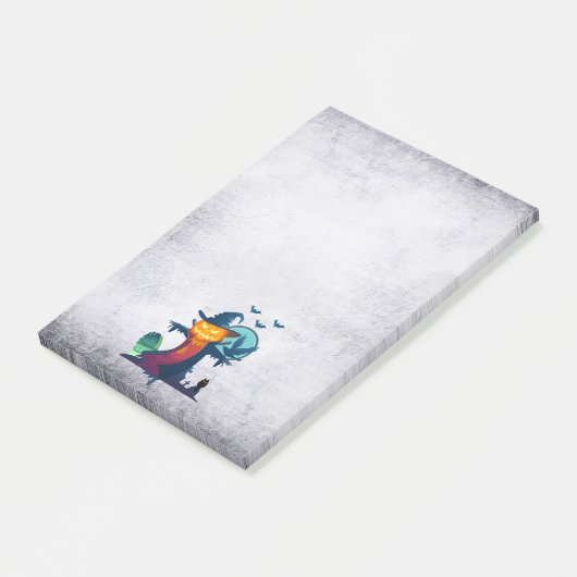 Halloween-Skelett mit Fledermauskeule Post-it Klebezettel (angewinkelt)