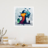 Halloween-Skelett mit Fledermauskeule Poster (Küche)