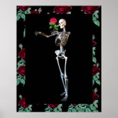 Halloween Skelett mit Rose Poster (Vorne)