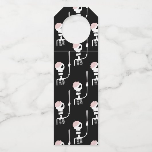 Halloween-Skelett mit Schwert Flaschenanhänger (Vorderseite)