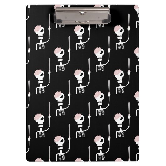 Halloween-Skelett mit Schwert Klemmbrett (Vorderseite)